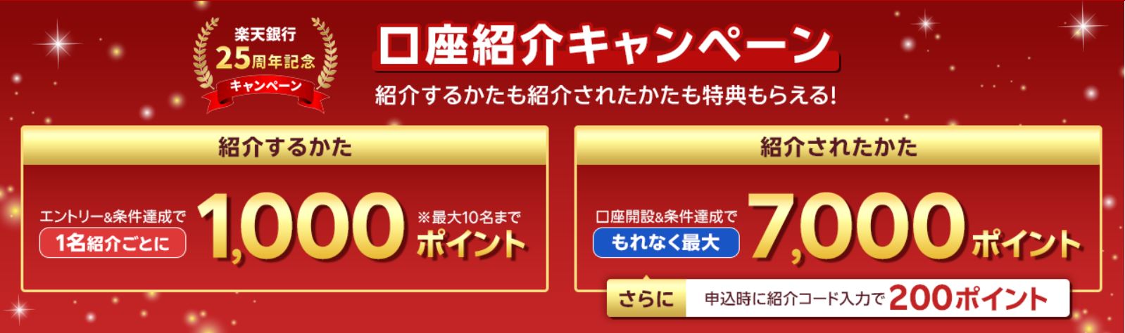 楽天銀行の紹介キャンペーン