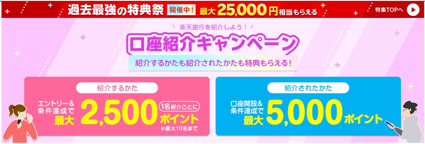 楽天銀行の紹介キャンペーン