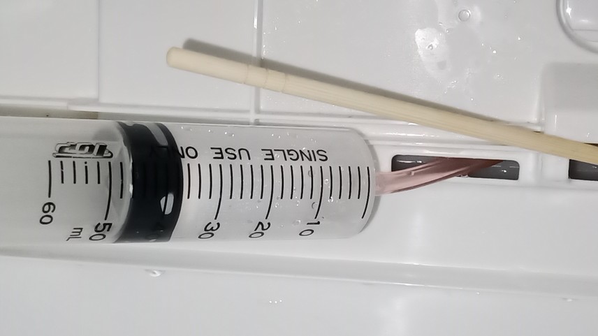 氷が溶けていくと勝手に動いてしまうので、割りばしで軽く押さえました。