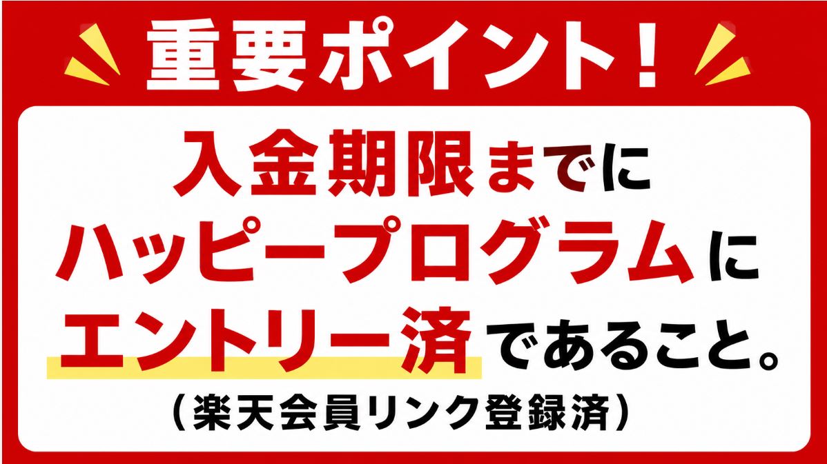 ハッピープログラムにエントリーを忘れずに