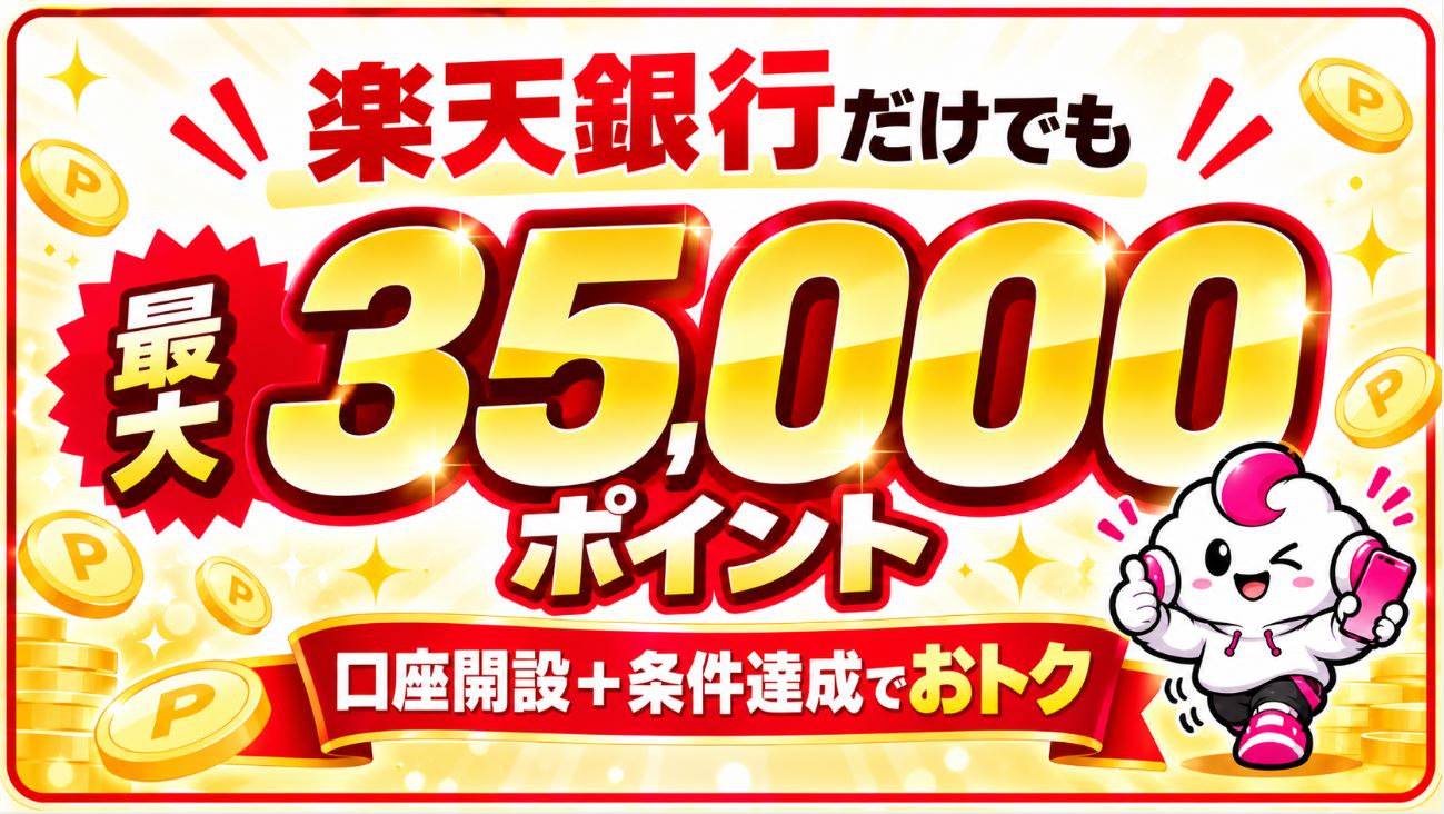 楽天銀行だけで最大35,000ポイント
